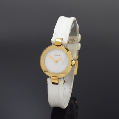 RADO Damenarmbanduhr Referenz 204.4079.4N, Schweiz um 2010, quarz, verg. Geh. inkl. orig. Lederband m. verg. Dornschl., Boden aufgedr., ...
