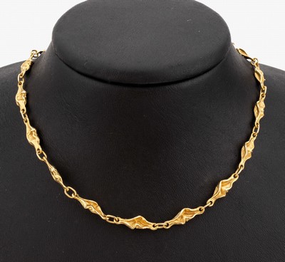 14 kt Gold Collier, GG 585/000, abstrakte Glieder, L. ca. 46 cm, Karabinerschliesse, ca. 18.8 g
