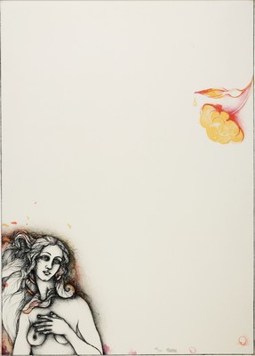 Bruno Bruni, geb. 1935 Gradara/Italien, Für Botticelli, Farblithographie von 1971, handsigniert und num. 56/100, ca. 70x50cm, u.Gl., R. ca. 76x56cm