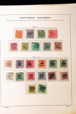 Briefmarkenalbum, Alt-Deutschland, Baden, Württemberg, Bayern und Thurn & Taxis gut besetzt, andere Kleinstaaten mittelmäßig