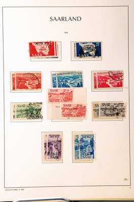 Briefmarkenalbum, Saargebiet 1920-35 und Saarland 1947-59 und ein Album Dienstmarken 1903-44, Mi. 1-17 alle geprüft, Mi. 1-205 teilweise postfrisch ...