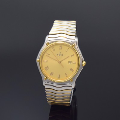 EBEL Classic Wave Armbanduhr in Stahl/Gold, Schweiz um 1990, quartz, flaches, satiniertes Geh., 5-fach über Lünette verschr., orig. Wellenband m. ...