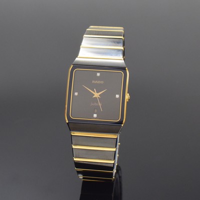 RADO Jubile Armbanduhr Referenz 152.0398.3, Schweiz um 1995, quarz, Edelstahlgeh., Boden aufgedr., Keramik-Gliederband z. T. m. Gold verz., dopp. ...
