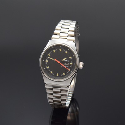 SINN seltene kleine Armbanduhr in Stahl, Schweiz um 1990, Automatik, orig. Gliederband inkl. Faltschl., Boden m. Gravur u. Krone verschr., schwarzes ...