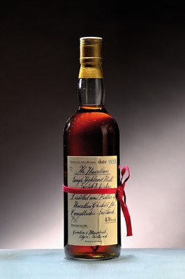 1 Flasche 1938 The Macallan Red Ribbon, destilliert am 31. Dezember 1938, abgefüllt am22. September 1980, Flasche No. 38, ca. 75cl, 43%Vol., Etikett ...