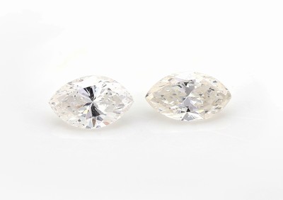 Lot 2 lose Diamanten, 0.38 ct Weiss/si, Navettes