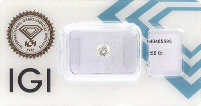Loser Brillant, 0.55 ct get.Weiss(K)/vs1, eingeschweisst, IGI-Expertise