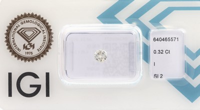 Loser Brillant, 0.32 ct l.get.Weiß(I)/si2, eingeschweißt, IGI-Expertise