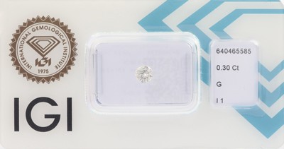 Loser Brillant, 0.30 ct feines Weiss(G)/p1, eingeschweisst, mit IGI-Expertise