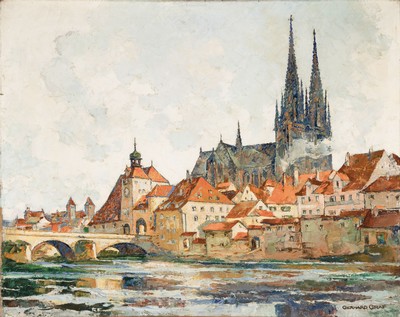 Gerhard Graf, 1883 Berlin-1958 Stockholm, Ansicht aus Regensburg, Öl/Lwd, rechts unten signiert, ca. 70x88cm, R. ca. 80x98cm