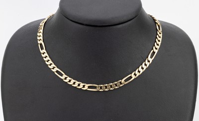 14 kt Gold Flachpanzercollier, GG 585/000, L. ca. 51 cm, Karabinerschliesse, ca. ca. 29.9 g