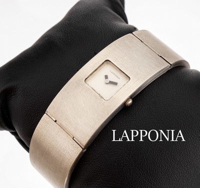 LAPPONIA Damenschmuckuhr, 925er Silber sat., Finnland, 2008, Oberfläche sat., schlichtes Design, Quarzwerk, Schweiz, Kastenschloss mit ...