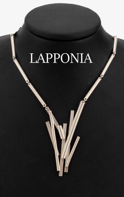 LAPPONIA Collier, 925er Silber, Finnland, 2013, abstrakte Gestaltung aus länglichen Stäben, L. ca. 46.5 cm, sign., Hakenschliesse
