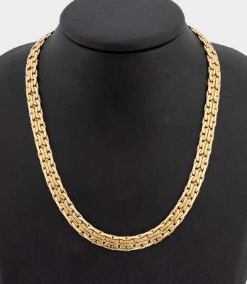 14 kt Gold Collier, GG 585/000, Glieder ineinander verschlungen, L. ca. 42.5 cm, Kastenschloss mit Sicherheitsacht, ca. 72.2 g