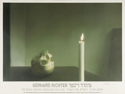 Gerhard Richter, geb. 1932 Dresden, Farboffset, Ausstellungsplakat zur Ausstellungim The Israel Museum, Jerusalem 1995, Motiv "Schädel mit ...