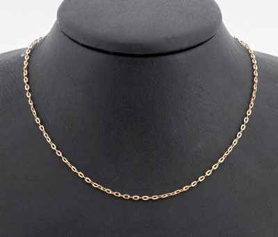 14 kt Gold Uhrenkette, um 1900, RG 585/000,L. ca. 77.5 cm, Karabinerschließe, ca. 11.1 g