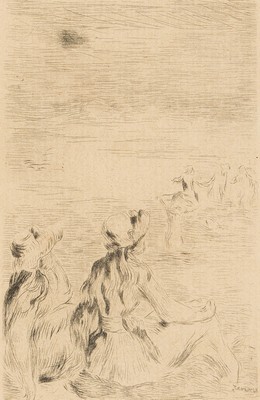 Nach Auguste Renoir (1841-1919), 2 Radierungen, Le Chapeau Epingl (La fille derBerthe Morisot et sa cousine), Platte 11,5x8 cm, R.30x25 cm; Sur la ...