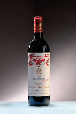 1 Flasche 1995 Chateau Mouton Rothschild, Pauillac, Künstleretikett von Antoni Tapies, ca. 75cl, 12,5%Vol., High fill