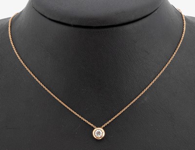 18 kt Gold Brillant-Anhänger, RG 750/000, Brillant ca. 0.25 ct Weiß/si, an Kette, RG 750/000, L. ca. 45 cm, Federringschließe, ca. 1.9 g