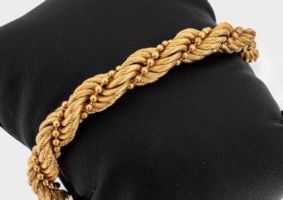 18 kt Gold Armband, GG 750/000, gekordelt, mit kl. Kugeln, L. ca. 20 cm, Kastenschloss mit Sicherheitsacht, ca. 37.8 g