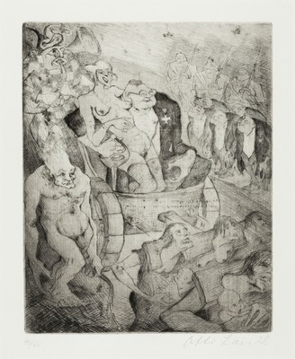 Otto Lais, 1897 Wilferdingen-1988 Wegberg, Der Arrivierte, Radierung, handsign. und dat. 28, num. 40/66, ca. 29.5x23.5cm, PP, u.Gl., R. ca. 59x52cm