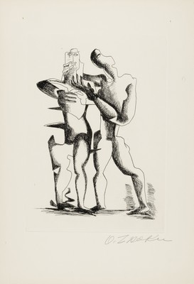 Ossip Zadkine, 1890-1967, kubistisches Paar, Radierung, handsigniert, ca. 31x22cm, u.Gl., R. ca. 66x50cm