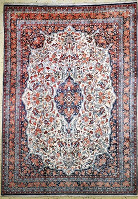 Rosenbidjar Kork fein, Persien, Ende 20.Jhd, Korkwolle auf Baumwolle, ca. 307 x 219cm, EHZ: 2(Fleckig)