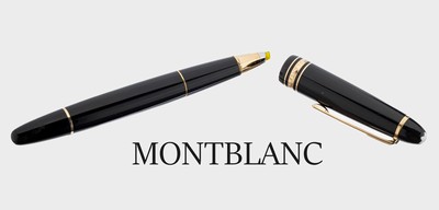 MONTBLANC Textmarker, aus der Meisterstück-Serie, Korpus schwarzes Kunstharz, Monturen Metall verg., in Etui mit Umkarton