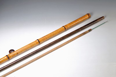 Systemstock mit Angel, China, Anfang 20. Jh., Bambus, Angel innen ca. 240 cm, Stock ca. 92cm, ohne Schnur und Haken