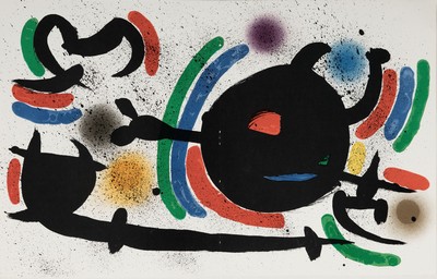 Joan Miro, 1893-1983, 3 Original Lithographien, No. IV, X und ohne Titel, je unsigniert, j mit Falz, 1x Ränder l. lädiert,32x50/33x36 cm, ungerahmt
