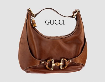 GUCCI Tasche Bamboo, cognacfarbenes Leder, grosses Innenfach mit beigefarbenem Stoff, 1 x Innentasche mit Reissverschlu?, helle Ziernaht,Beschläge ...