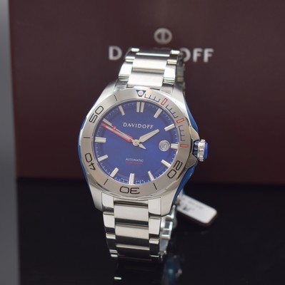 DAVIDOFF Velocity Diver Herrenarmbanduhr in Stahl Referenz 22443, Schweiz um 2023, Automatik, orig. Gliederband inkl. Faltschl., Boden u. Krone ...