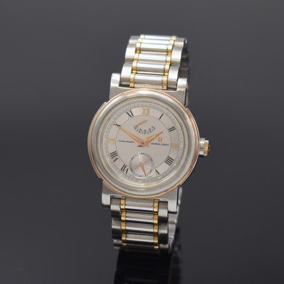 UNIVERSAL GENEVE Armbanduhr in Stahl/Gold mit Gangreserve, Schweiz um 1990, Handaufzug, beids. verg. Geh., orig. Gliederband m. Faltschl., Lünette ...