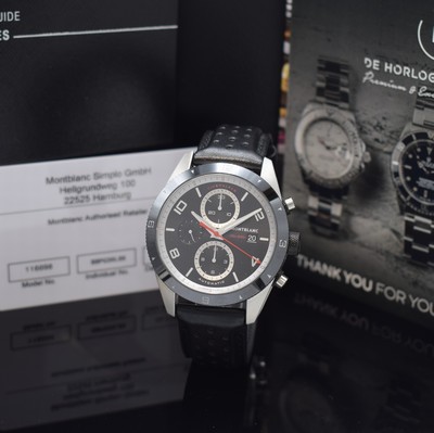 MONTBLANC Timewalker Armbandchronograph in Stahl Referenz 116098, Schweiz verk. lt. beil. Pap. 04/2022, Automatik, beids. vergl. Geh., Boden ...