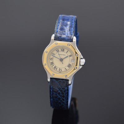 CARTIER Damenarmbanduhr Santos Ronde Referenz 187903, Schweiz um 1995, Edelstahl/Gold kombiniert inkl. neutr. Lederband, quarz, Boden 4-fach ...