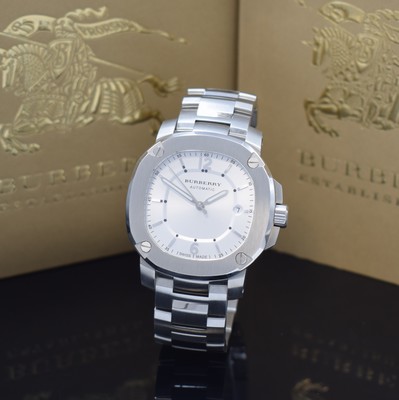 BURBERRY Herrenarmbanduhr Modell Britain in Stahl Referenz BBY1204, Schweiz verk. lt. beil. Pap. 03/2016, Automatik, beids. vergl. Geh. inkl. orig. ...
