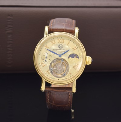 CONSTANTIN WEISZ Tourbillon auf 2010 Stück limitierte Armbanduhr, Deutschland um 2010, Handaufzug, verg. Geh. beids. vergl., orig. Lederband inkl. ...