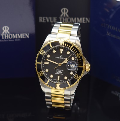 REVUE THOMMEN Diver Herrenarmbanduhr in Stahl/Gold Referenz 17571, Schweiz um 2020, Automatik, Boden u. Krone verschr., orig. Gliederband m. ...