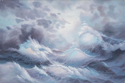 Thorwald, zeitgenössische Künstler, Öl/Lwd, Motiv: Meer, Wellen, re. unten sign., ca. 90x62 cm