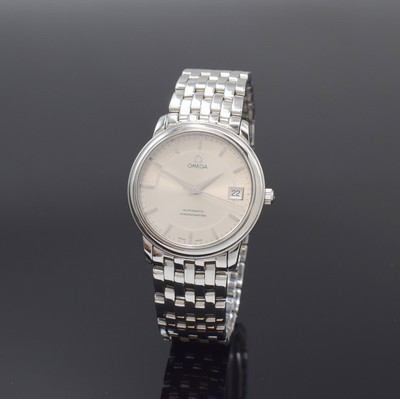 OMEGA Armbandchronometer in Edelstahl Referenz 168.1050, Schweiz um 1990, Automatik, orig. Gliederband m. Faltschl., Boden aufgedr., Saphirgl., silb. ...