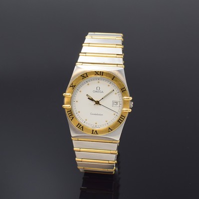 OMEGA Herrenarmbanduhr Constellation Referenz 396.1070 / 396.1080, Schweiz um 1990, quarz, Edelstahl/Gold kombiniert inkl. Gliederband m. Faltschl., ...