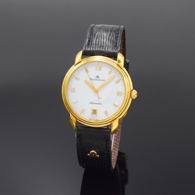 MAURICE LACROIX Les Classique Herrenarmbanduhr Referenz 23293, Schweiz um 2000, Automatik, verg. Geh., Stahlboden aufgedr., orig. Lederband m. ...