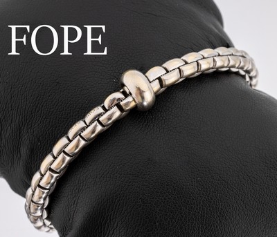 18 kt Gold FOPE Armband, WG 750/000, aus der Serie Flex It, Backsteinoptik, endlos, D. ca. 5.3 cm, ca. 24.3 g, neue Rhod. empfohlen