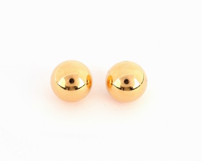 Paar 18 kt Gold Ohrstecker, GG 750/000, qualitätvolle Verarbeitung, schlichte Kugeln, D. ca. 10 mm, ca. 7.8 g, Meistermarke unged.