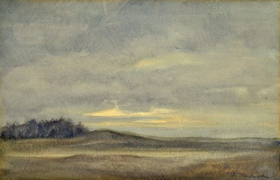 Christian Modersohn, 1916 Bremen-2009, Neblige Moorlandschaft, Aquarell auf Papier, rechts unten signiert, ca. 25x39cm