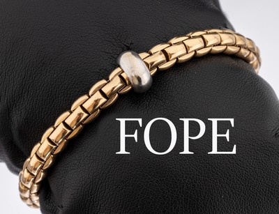 18 kt Gold FOPE Armband, GG/WG 750/000, Serie Flex IT, Backsteinoptik, endlos, D. ca. 5.7 cm, ca. 24.4 g, sign.