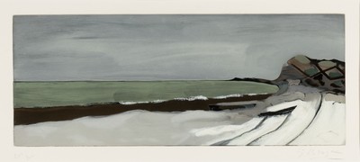 Georges Braque, 1882-1963, Varengeville, Farbradierung von 1955, handsigniert, num. 204/300, ca. 26x64.4cm, PP, u.Gl., R. ca. 64x95cm