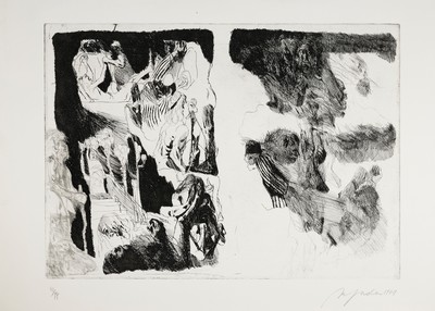Alfred Hrdlicka, 1928-2009, Schafender Samson, Radierung von 1971, handsign., num. 43/99, ca. 49x69cm, Ränder min. besch