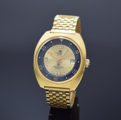 LORENZ Herrenarmbanduhr Seatime Aquastar Referenz 1000, Automatik, Schweiz 1970er Jahre, verg. Geh. inkl. orig. Gliederband, Boden verschr., Anz. v. ...
