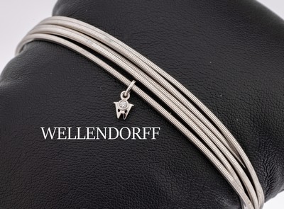 18 kt Gold WELLENDORFF Armband, 5-reihig, Sonnenglanz Quintett, abgehängtes W mit Brillant ca. 0.039 ct feines Weiss/lr-vs, D. ca. 6 cm, total ca. ...